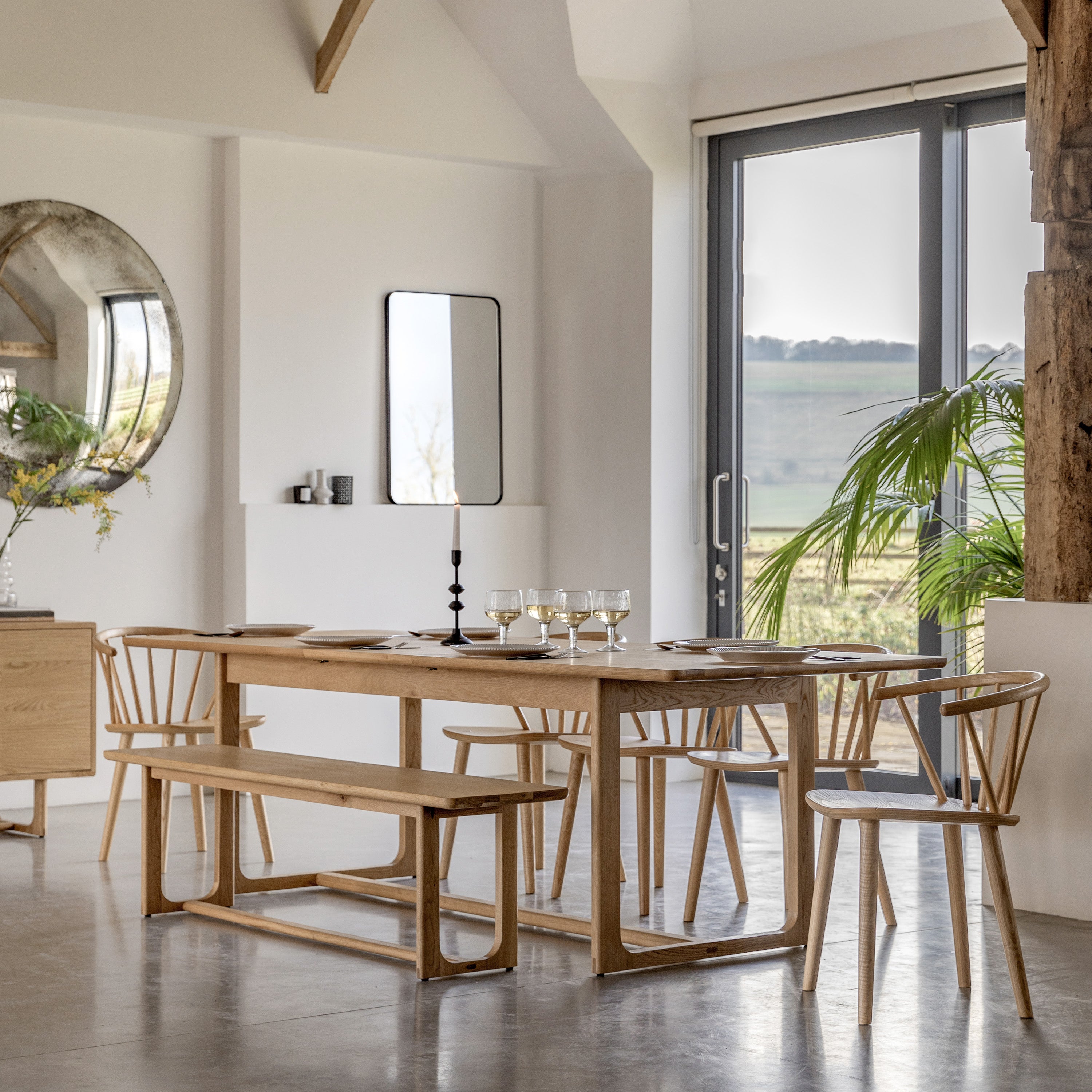 Novu Natural Oak Wood Extending Dining Table | 6-8 Seater